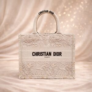 Authentic Dior Book Tote Lace Embroidered Bag | Christian Dior Canvas Tote